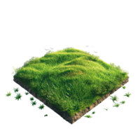 Isometric empty grass field with sky and clouds png