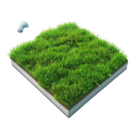 Isometric empty grass field with sky and clouds png