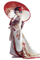 Japanese geisha isolated on transparent png