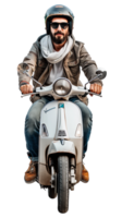 Man riding scooter alone against transparent background png