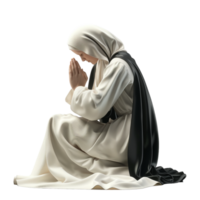 Nun praying isolated on transparent png