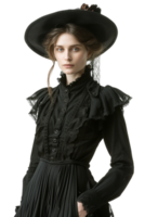 Old-fashioned woman alone against transparent background png