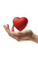 3D hand holding heart icon alone on transparent background png