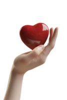3D hand holding heart icon alone on transparent background png