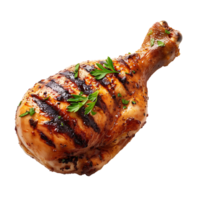 Grilled chicken leg against transparent background png