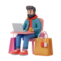 Man managing online store on a laptop icon against transparent background generated by Ai png