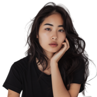 Portrait of young asian woman posing against transparent background png