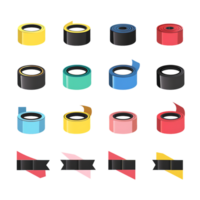 conjunto de diferente rebanadas de un adhesivo cinta icono en contra transparente antecedentes png