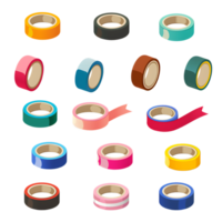 set of different slices of a adhesive tape icon against transparent background png