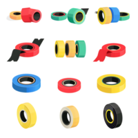 set of different slices of a adhesive tape icon against transparent background png