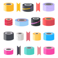 set of different slices of a adhesive tape icon against transparent background png
