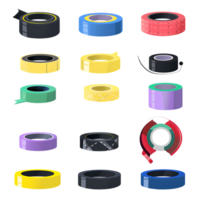 set of different slices of a adhesive tape icon against transparent background png