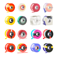 set of different slices of a adhesive tape icon against transparent background png