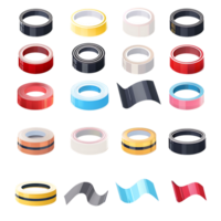 set of different slices of a adhesive tape icon against transparent background png