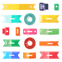 set of different slices of a adhesive tape icon against transparent background png