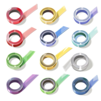 set of different slices of a adhesive tape icon against transparent background png