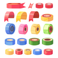 set of different slices of a adhesive tape icon against transparent background png