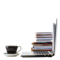 Stack of folders and documents on office desk against transparent background generated by Ai png