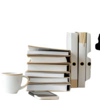 Stack of folders and documents on office desk against transparent background generated by Ai png