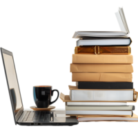 Stack of folders and documents on office desk against transparent background generated by Ai png