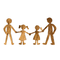 Stick figure family holding hands against transparent background png