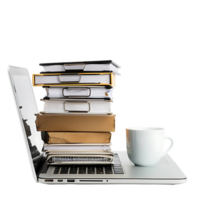 Stack of folders and documents on office desk against transparent background generated by Ai png