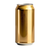 Golden Beer can isolated against transparent background generated by Ai png