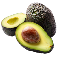 isolated Ripe avocado and half of avocado over transparent background png