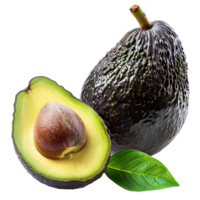 isolated Ripe avocado and half of avocado over transparent background png