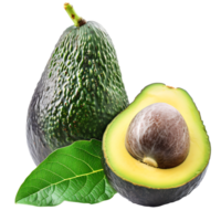 isolated Ripe avocado and half of avocado over transparent background png