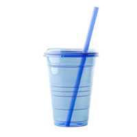 mockup plastic cup and straw over transparent background png