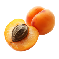 Opened apricot isolated over transparent background png