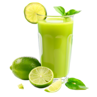 Mockup Portion of fresh made lime juice isolated over transparent background png