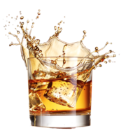 Mockup Splash of liquid in glass isolated over transparent background png