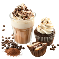 Isolated Cupcake with cocoa white cream sprinkles coffee milk on transparent background png