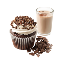 Isolated Cupcake with cocoa white cream sprinkles coffee milk on transparent background png