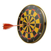 Dart board for target with bullseye arrow 3d icon on transparent background generated Ai png