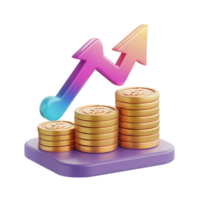 3d icon simple stacks of dollar coins with growth arrow png