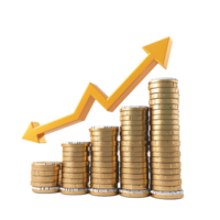 3d icon simple stacks of dollar coins with growth arrow png