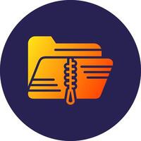 Zip Folder Glyph Gradient Circle Icon Design vector
