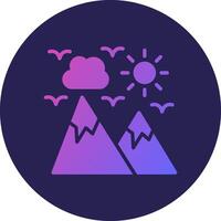 Mountain Glyph Gradient Circle Icon Design vector