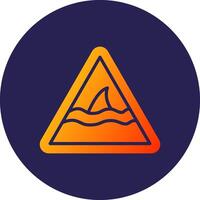 Shark Warning Glyph Gradient Circle Icon Design vector