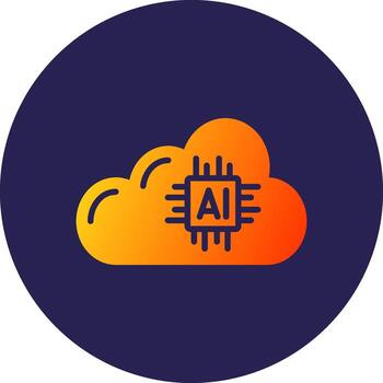 Artificial Intelligence Glyph Gradient Circle Icon Design vector