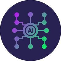 AI Glyph Gradient Circle Icon Design vector