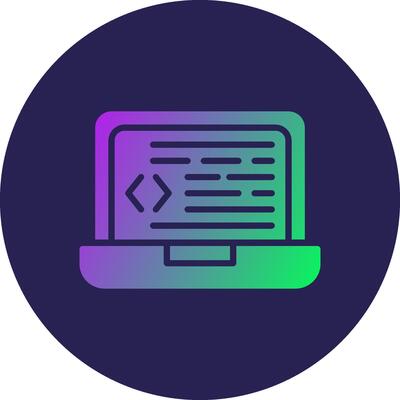 Programming Glyph Gradient Circle Icon Design