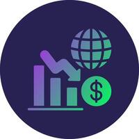 Recession Glyph Gradient Circle Icon Design vector