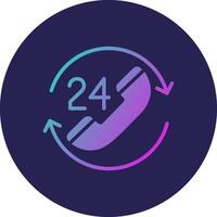 24 Hours Support Glyph Gradient Circle Icon Design vector