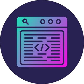 programación idioma glifo degradado circulo icono diseño vector