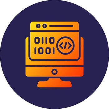 binario código glifo degradado circulo icono diseño vector