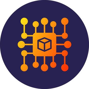 cubo glifo degradado circulo icono diseño vector